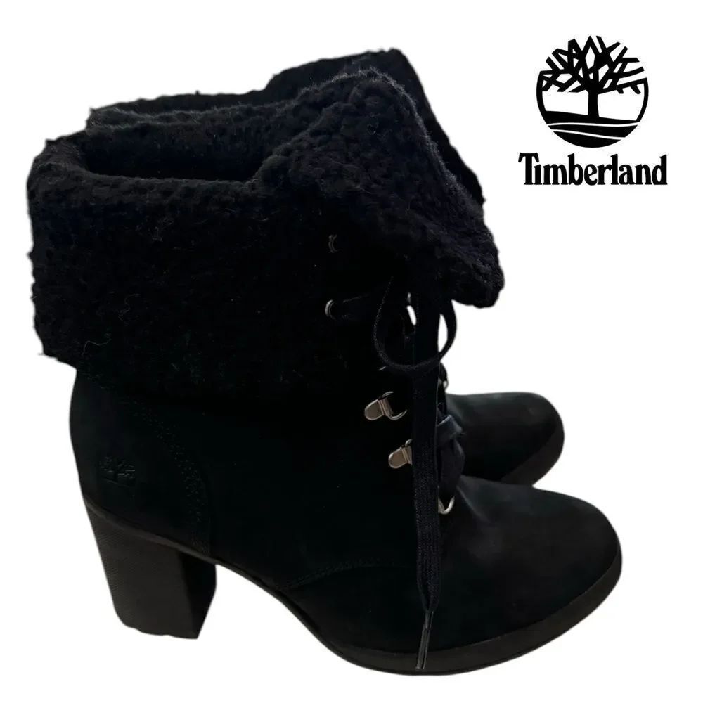TIMBERLAND Women's Camdale Black Suede Leather Boots Ankle Booties 8.5